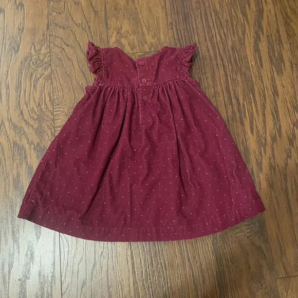 9 Months Maroon Corduroy Dress - Picture 3 of 4